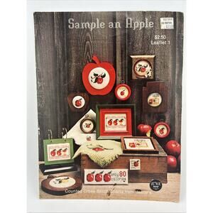 Vintage 1980 Jeane's Sample An Apple Counted Cross Stitch Leaflet #1